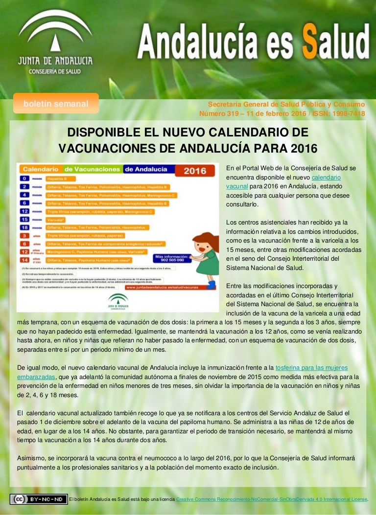 calendario de vacunas para ninos en andalucia